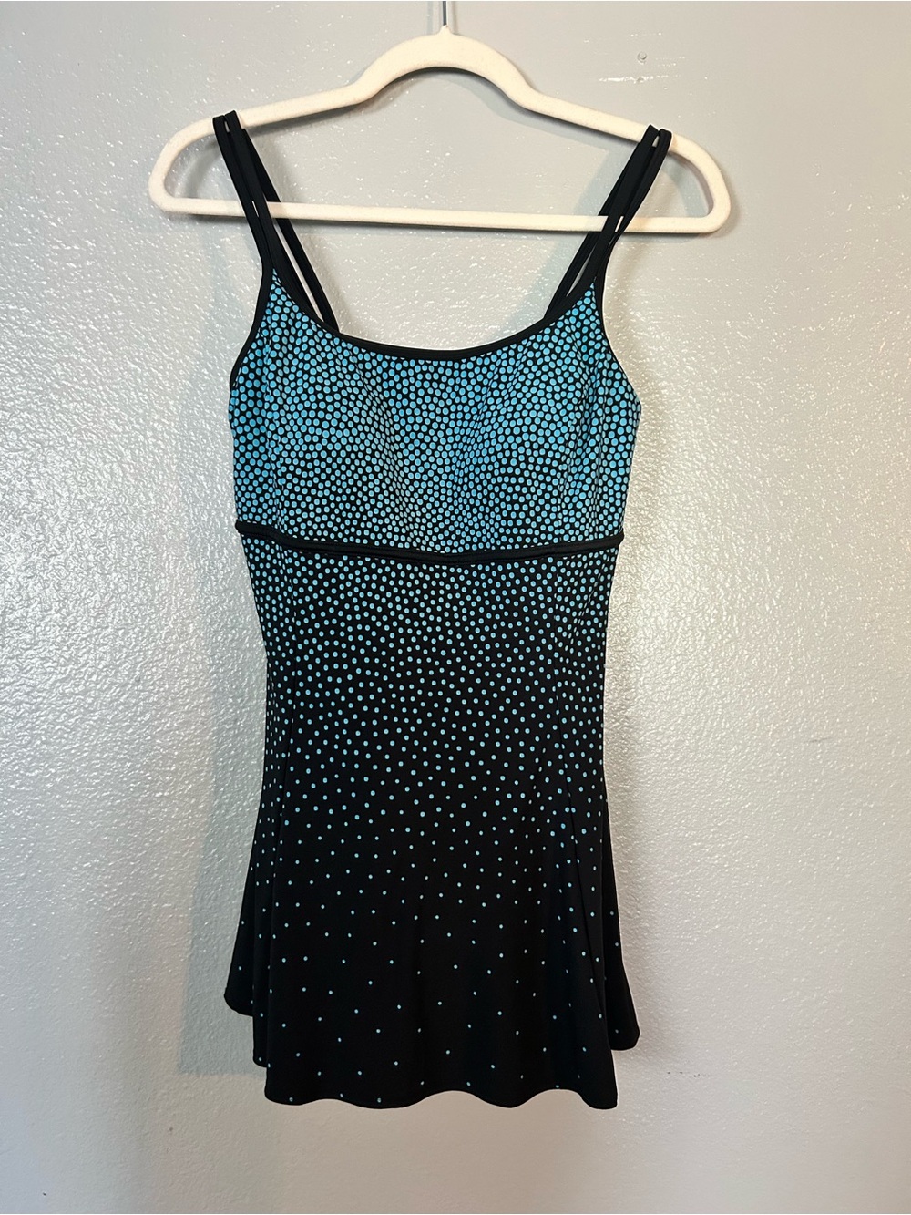 Robby Len Dot Ombré One-Piece Swimdress Blue Black 10